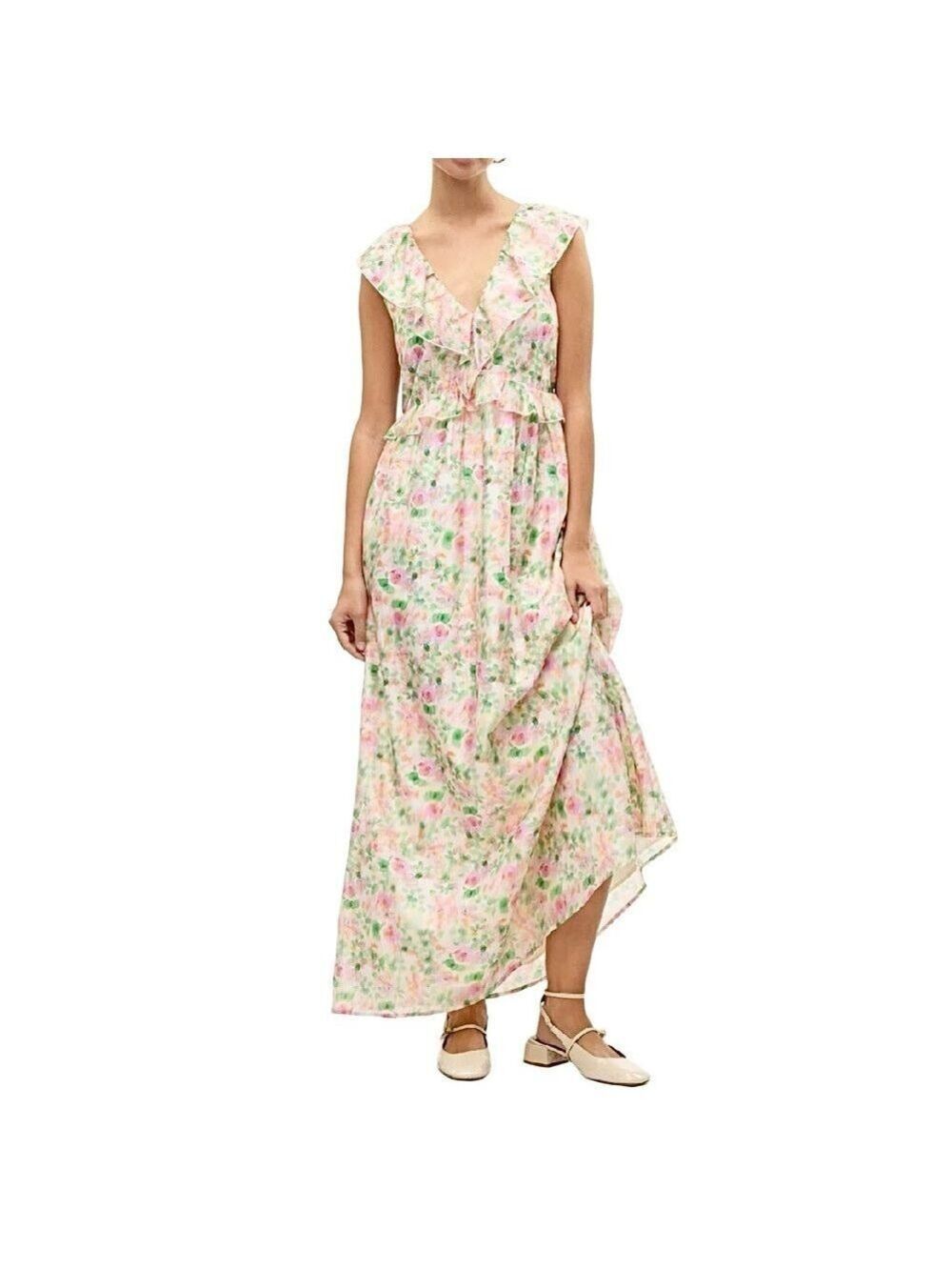 NWT Vero Moda Sana long tencel blend open back floral maxi dress XS